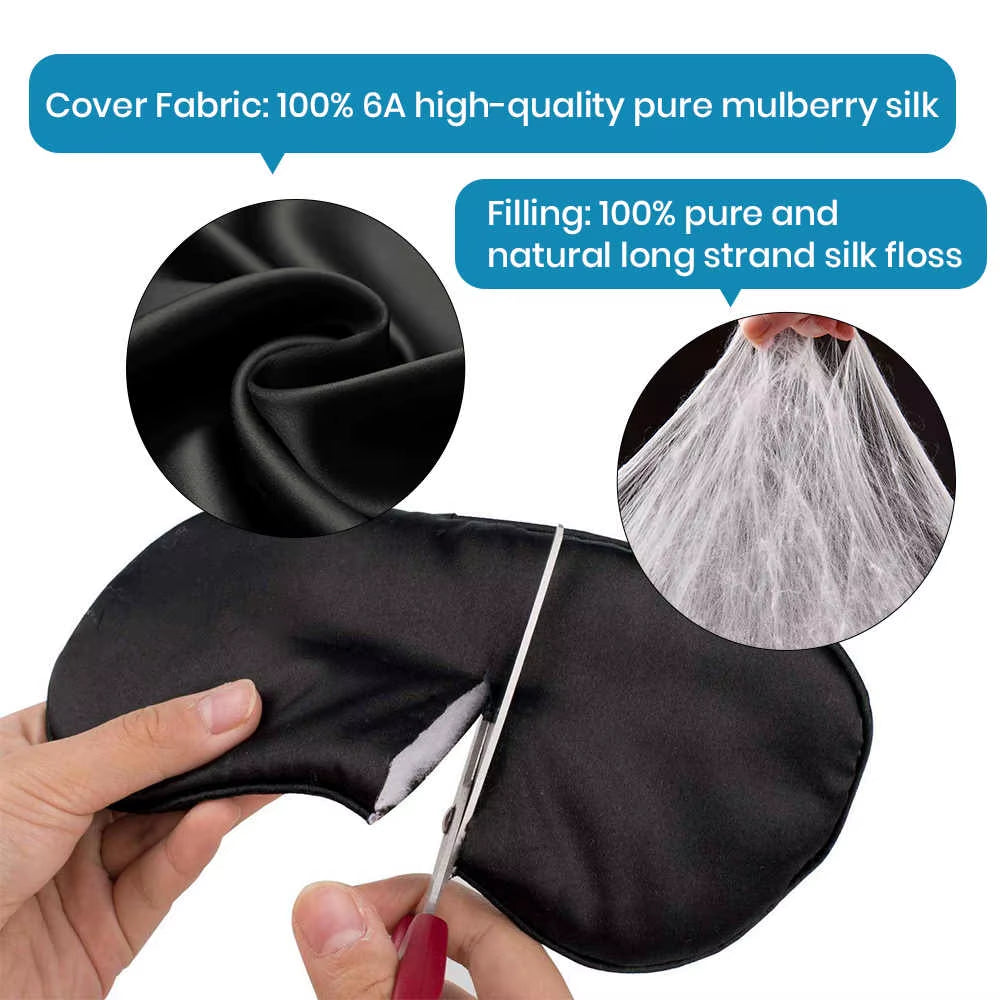 100% Natural Silk Sleeping Eye Patch Smooth Soft Eye Mask for Sleep with Adjustable Strap Blocks Light Eye Shade Cover Blindfold