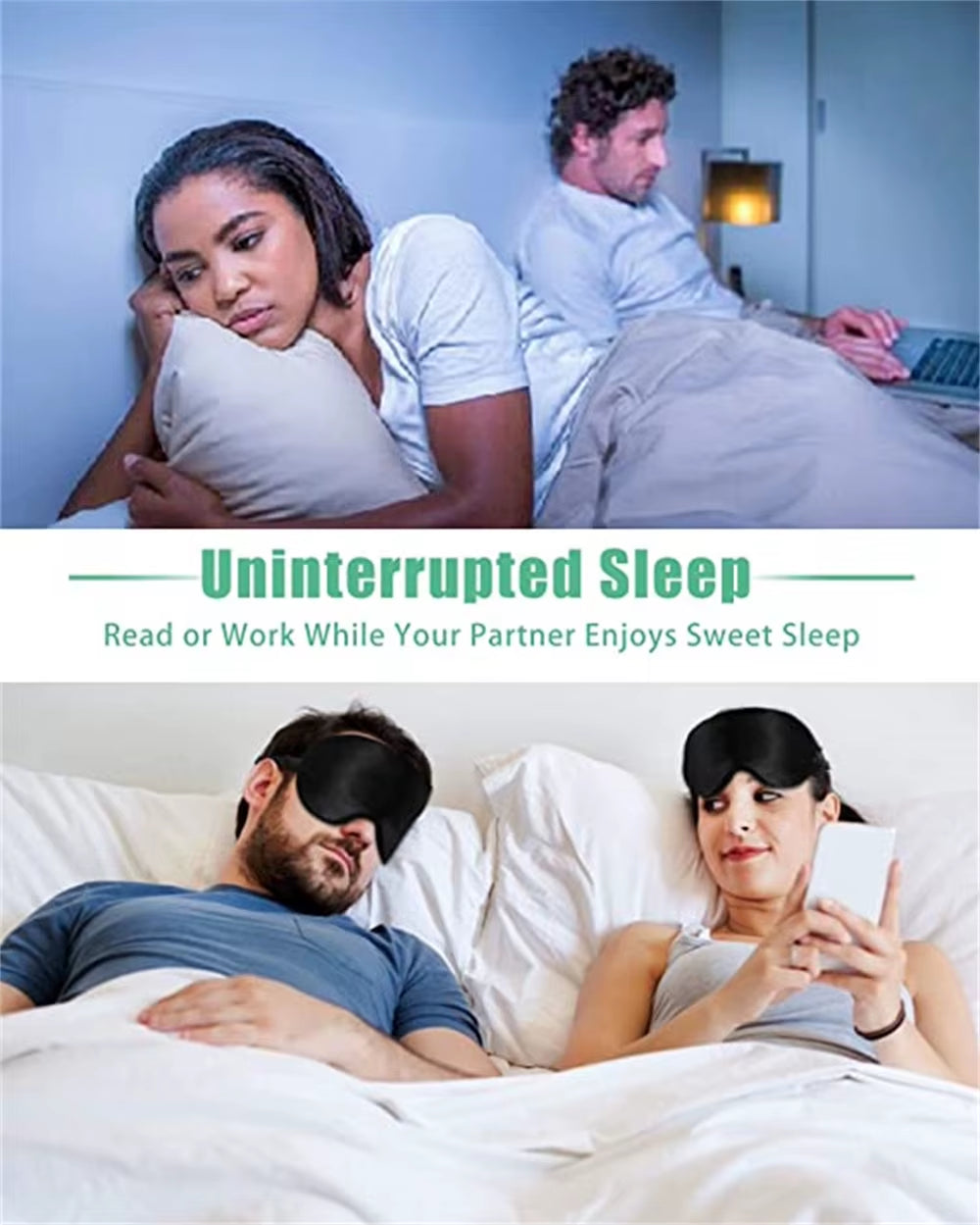 100% Natural Silk Sleeping Eye Patch Smooth Soft Eye Mask for Sleep with Adjustable Strap Blocks Light Eye Shade Cover Blindfold