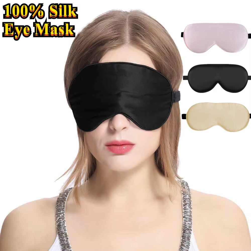 100% Natural Silk Sleeping Eye Patch Smooth Soft Eye Mask for Sleep with Adjustable Strap Blocks Light Eye Shade Cover Blindfold